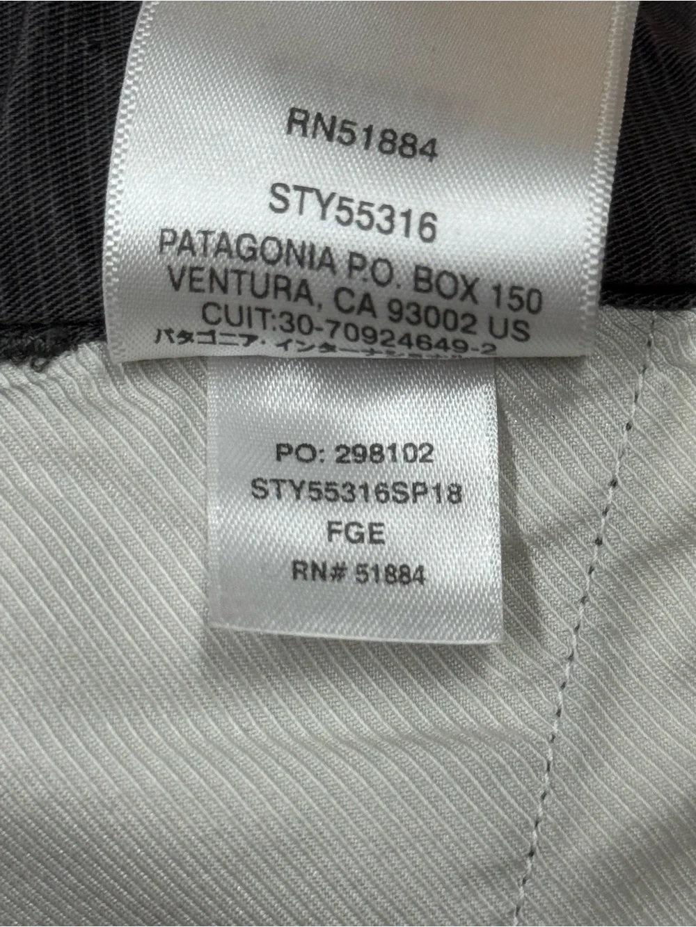 Patagonia Performance Gi IV Belted Pants Organic Cotton Gray Mens Large Hiking
